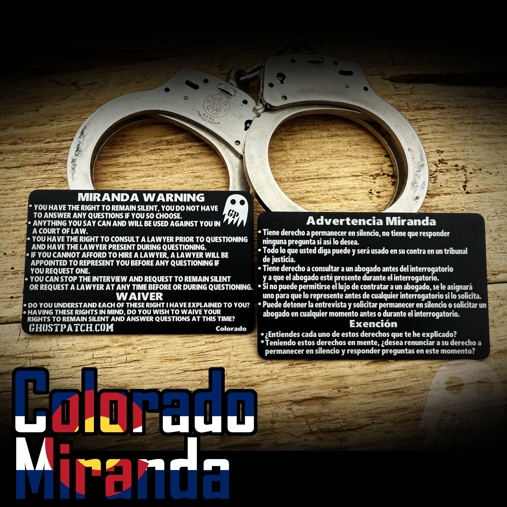COLORADO MIRANDA - Aluminum Colorado Miranda Rights Card