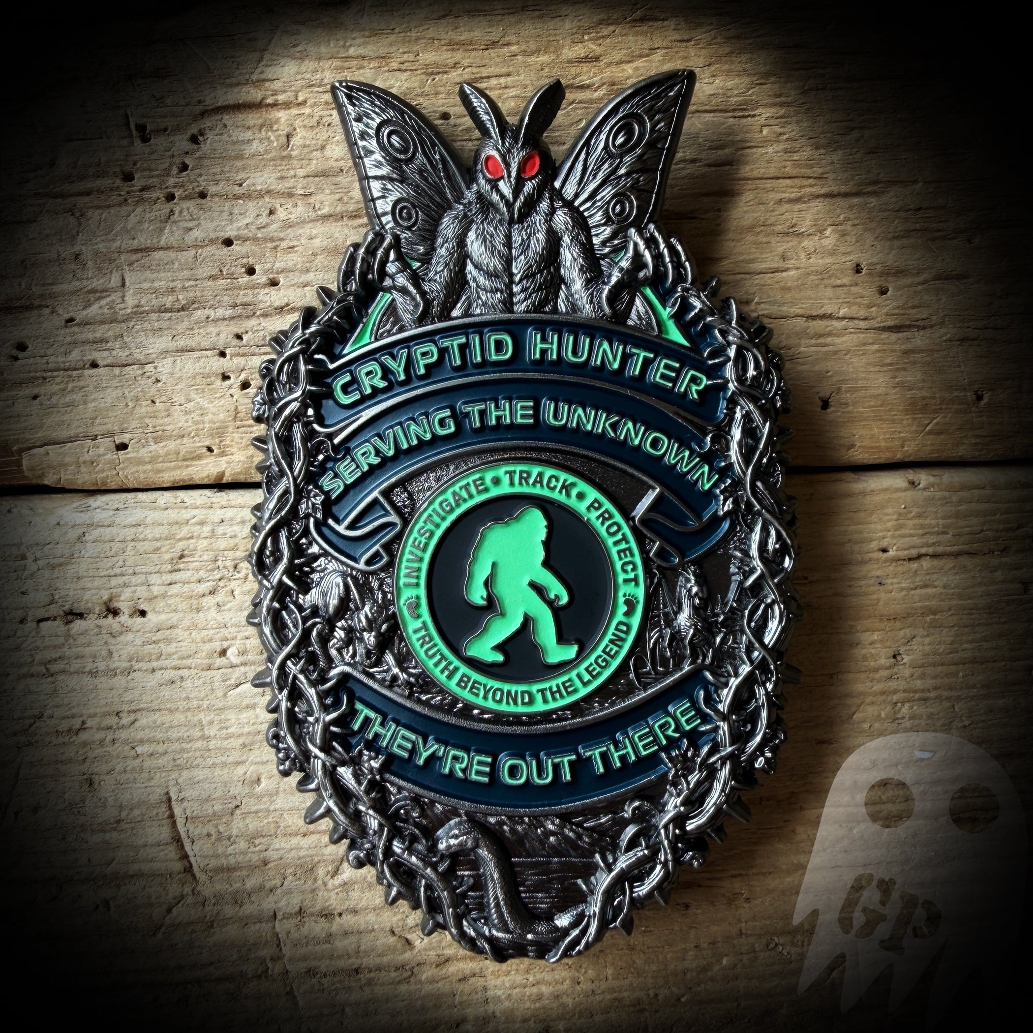 Cryptid Hunter Badge - GLOW IN THE DARK