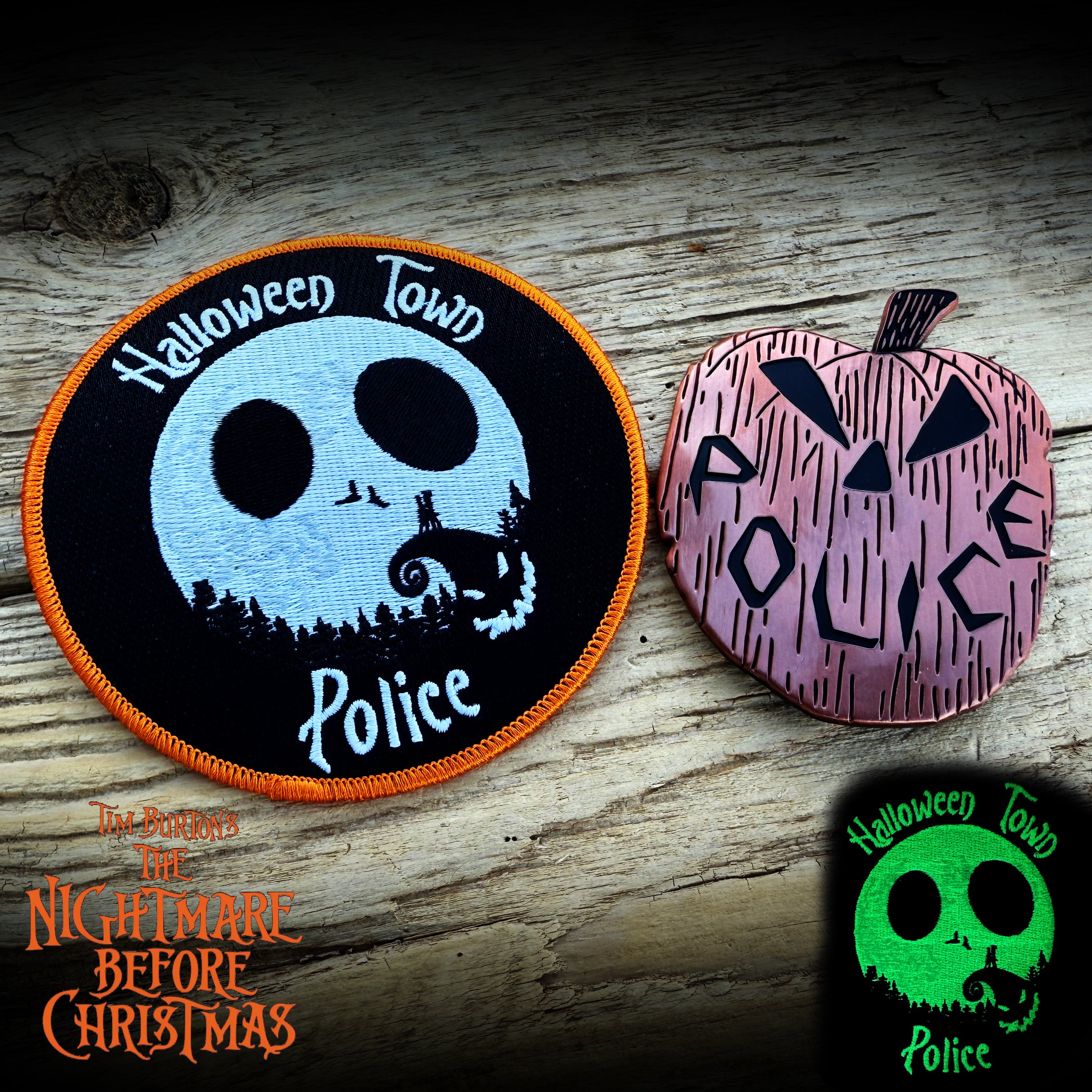 #77 - Halloween Town Police Department Patch and Badge - Nightmare Before Christmas