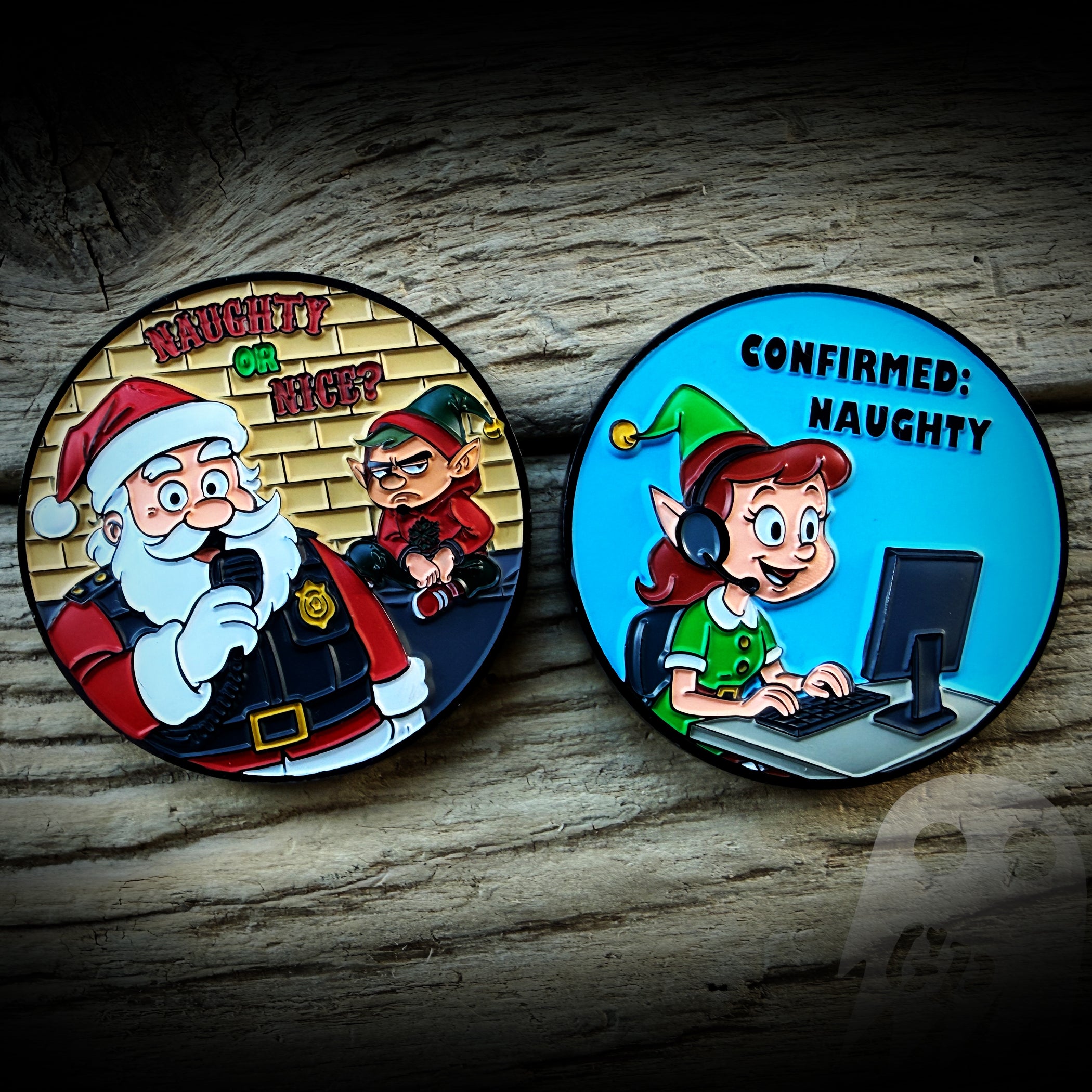 Police Santa Naughty or Nice NCIC Check Coin