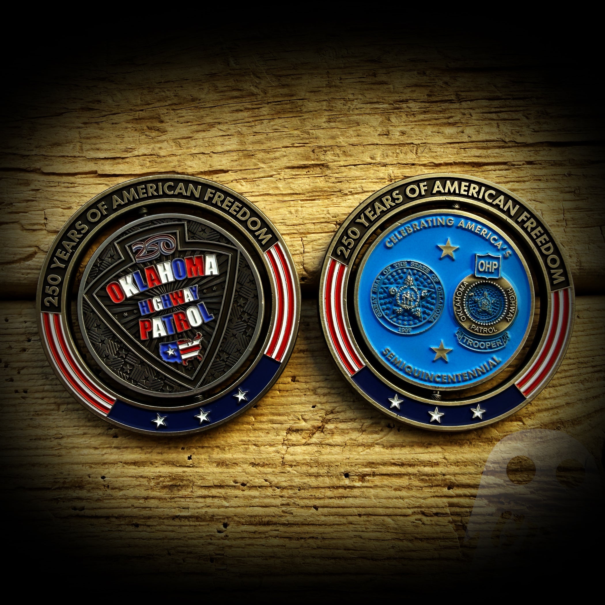 America 250 COIN - Oklahoma Highway Patrol Commemorative 250th Anniversary of America SPINNER Coin