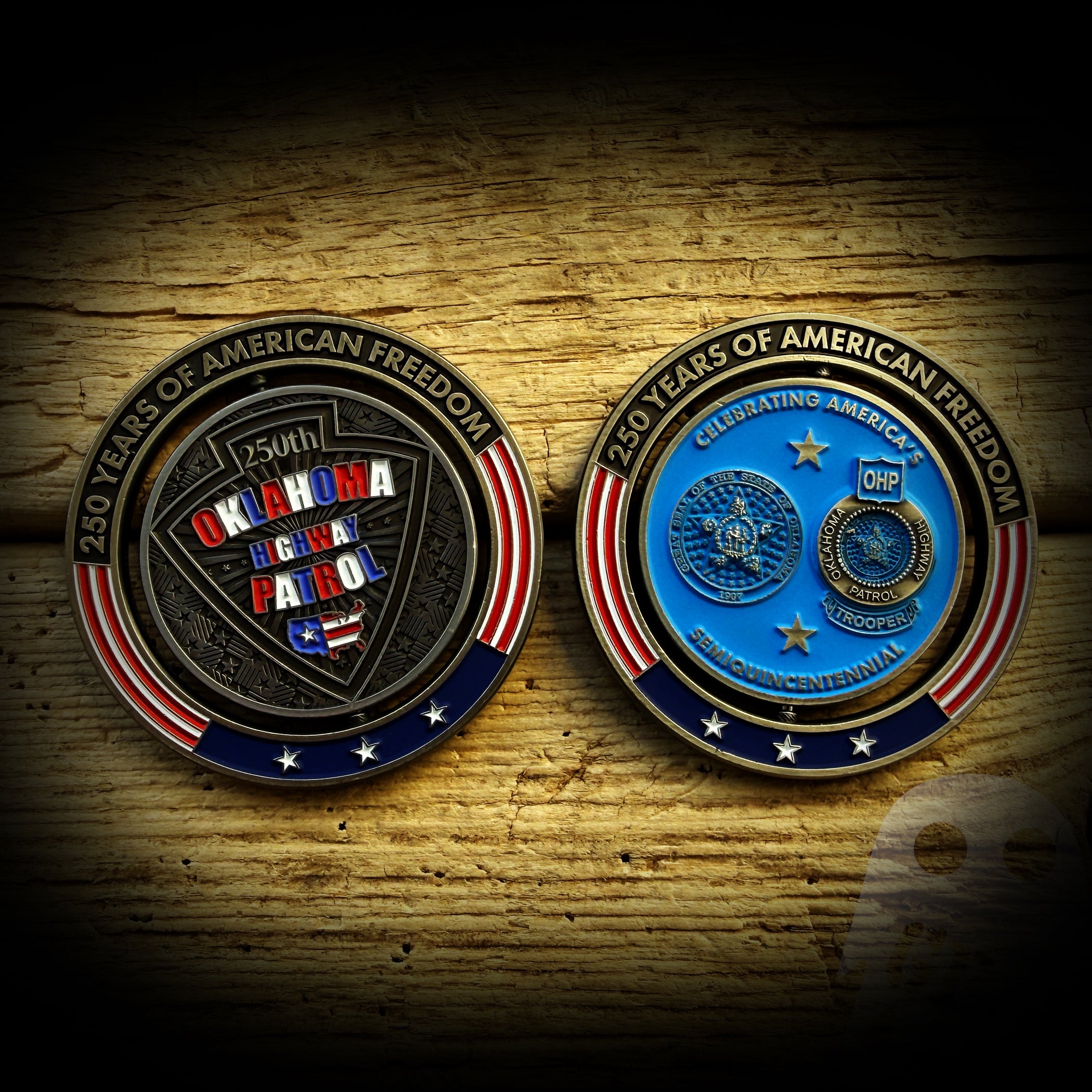 250th America COIN - Oklahoma Highway Patrol Commemorative 250th Anniversary of America SPINNER Coin