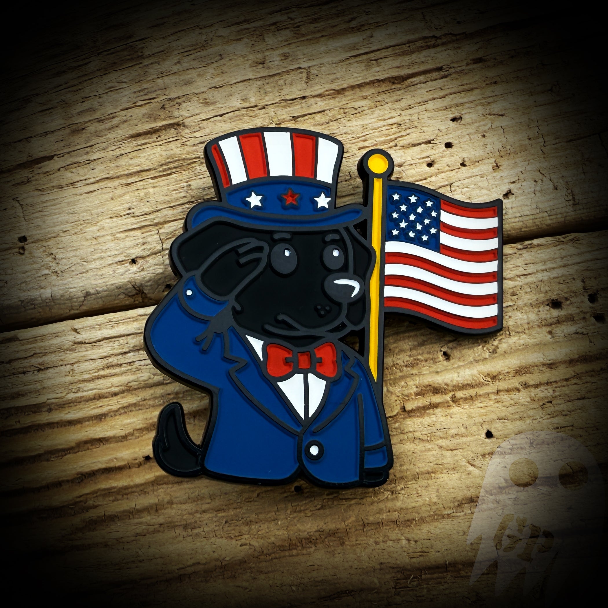 Patriotic Black Lab Enamel Pin