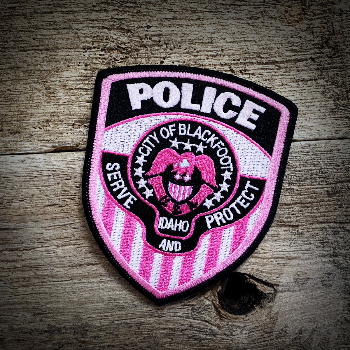 FUNDRAISER / AUTHENTIC Blackfoot ID PD Breast Cancer Patch GHOST PATCH