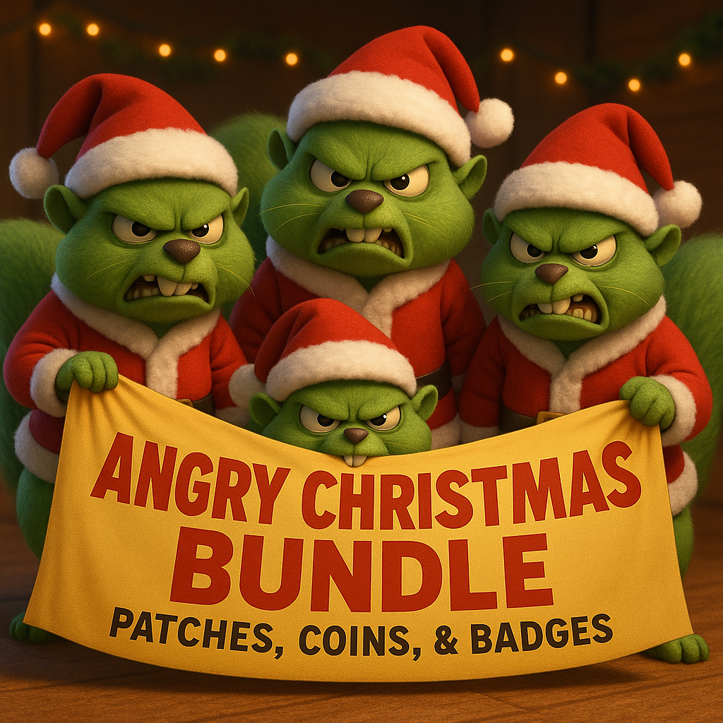 Angry Green Christmas Bundle - 13 Patches, Coins, Badges, and FlexShields (NOT PHOTO SHOWN)