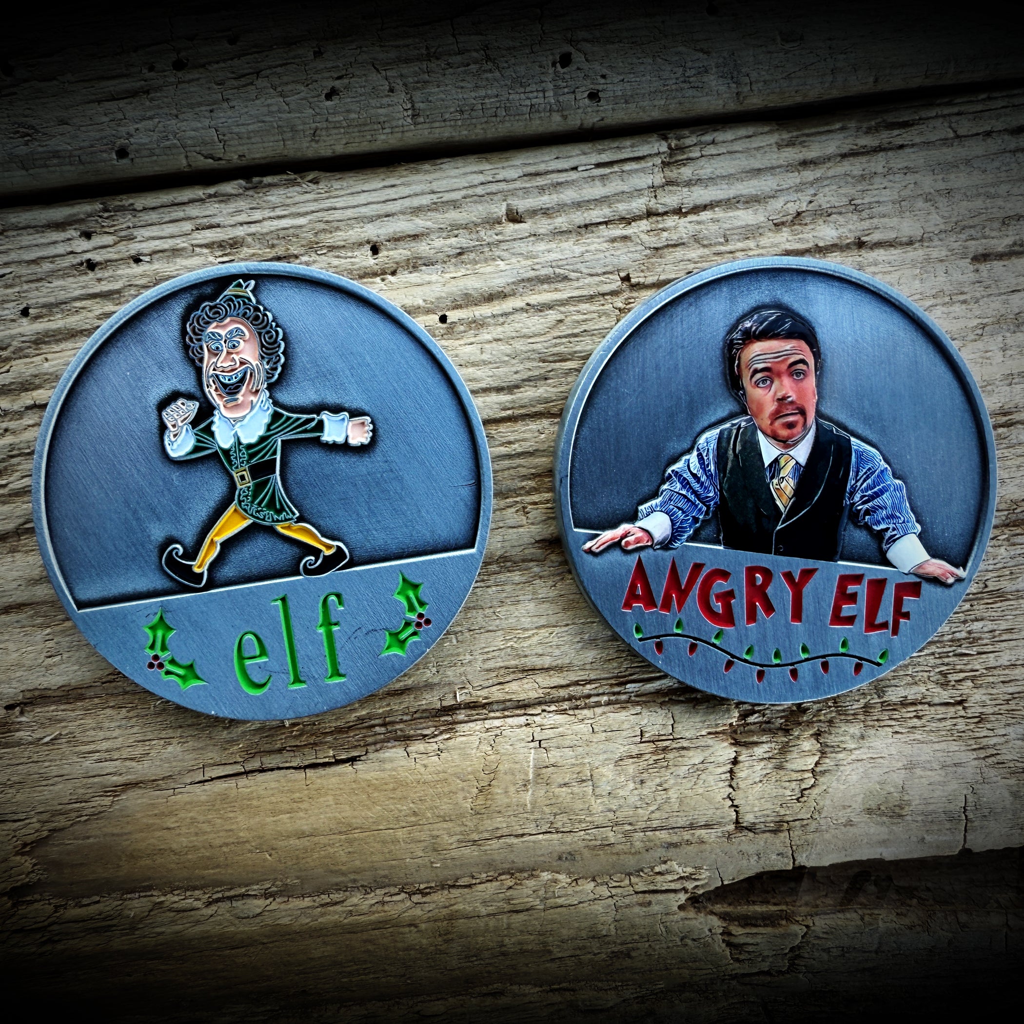 Elf & Angry Elf Christmas Decision Coin