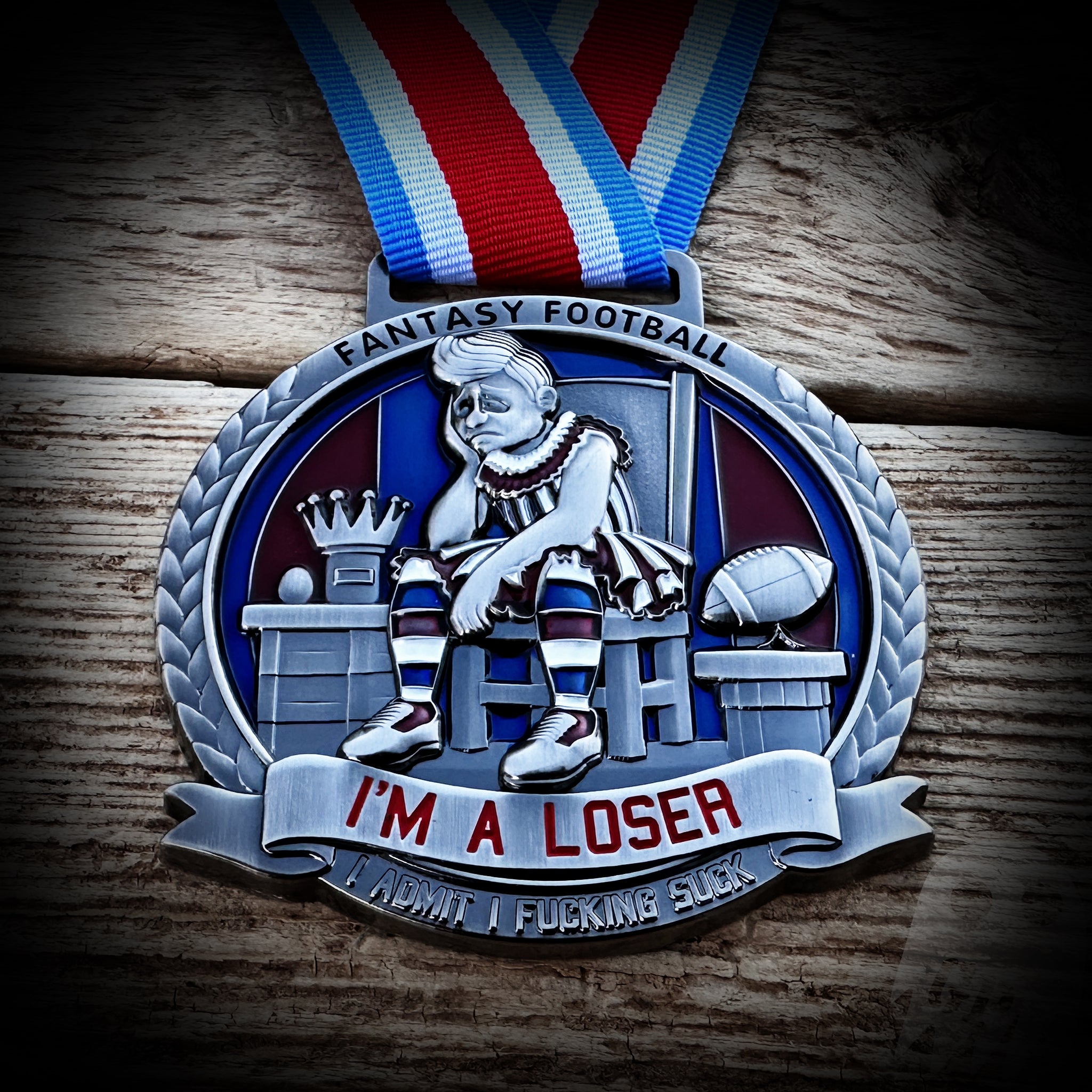 Fantasy Football Loser Award Medal w/ neck ribbon.