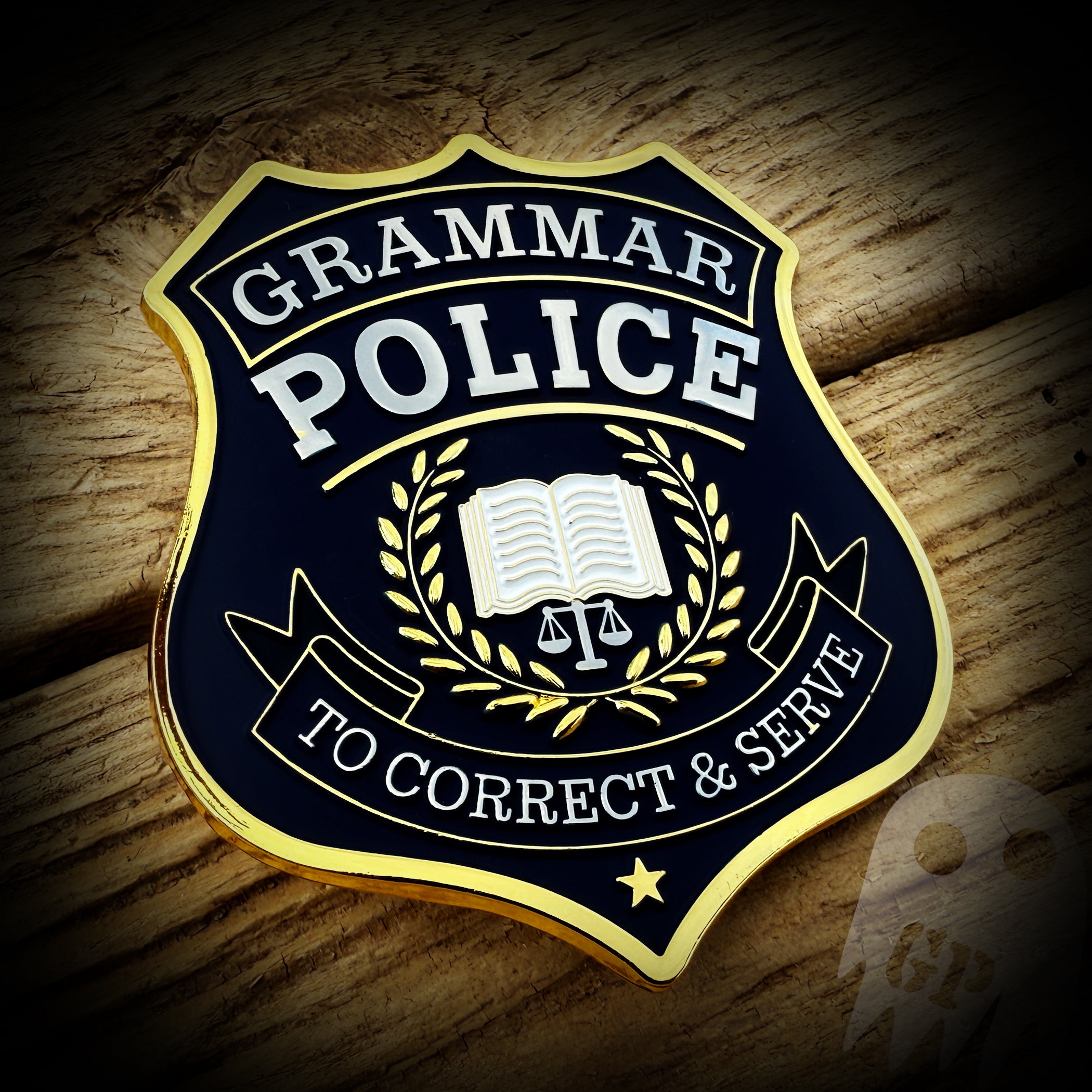 Grammar Police Metal Badge