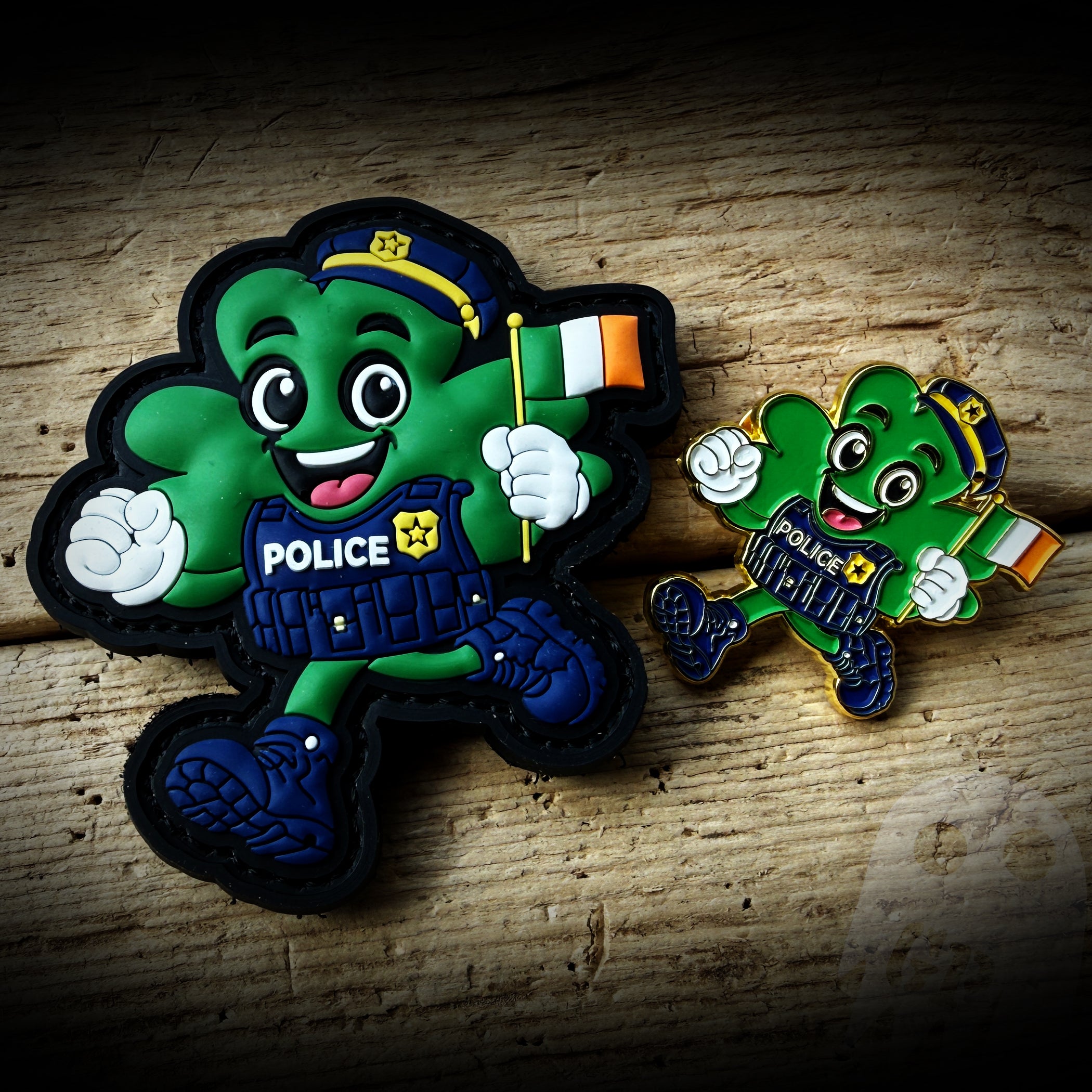 Irish Shamrock Police Officer PVC and Pin