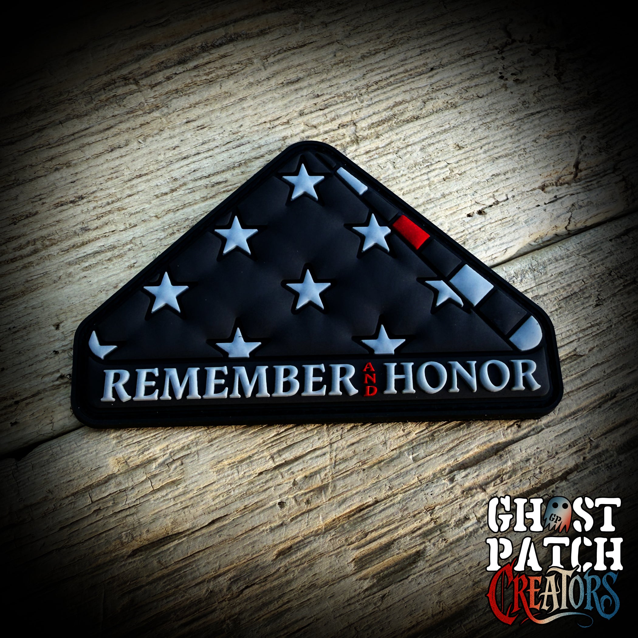 Firefighter Memorial Thin Red Line Folded Flag PVC – GHOST PATCH