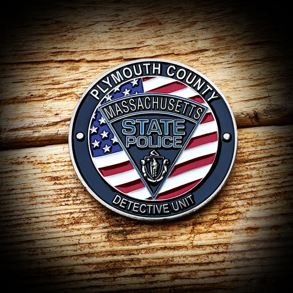 COIN Plymouth County - Mass State Police Plymouth County Detective Unit Coin - Authentic