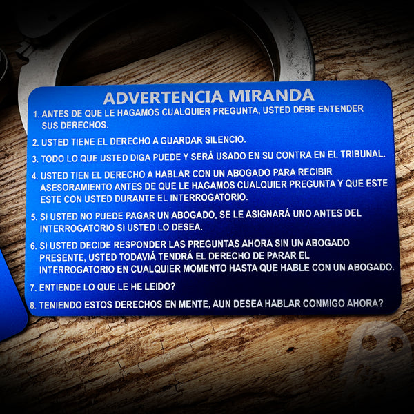MASS SPANISH - Massachusetts Aluminum Spanish Miranda Card