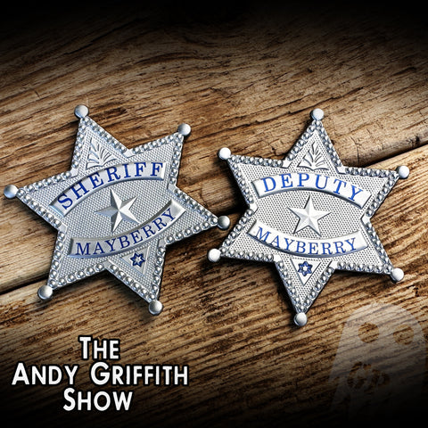 TWO BADGES - Mayberry Sheriff AND Deputy - Andy Griffith Show  - FlexShield with velcro