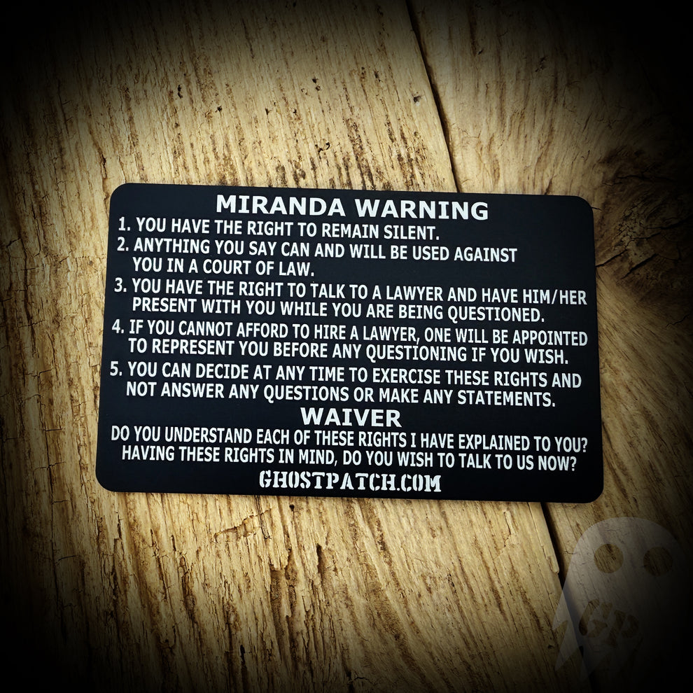 MILITARY RIGHTS - Aluminum US Military Rights and Miranda Rights Card ...