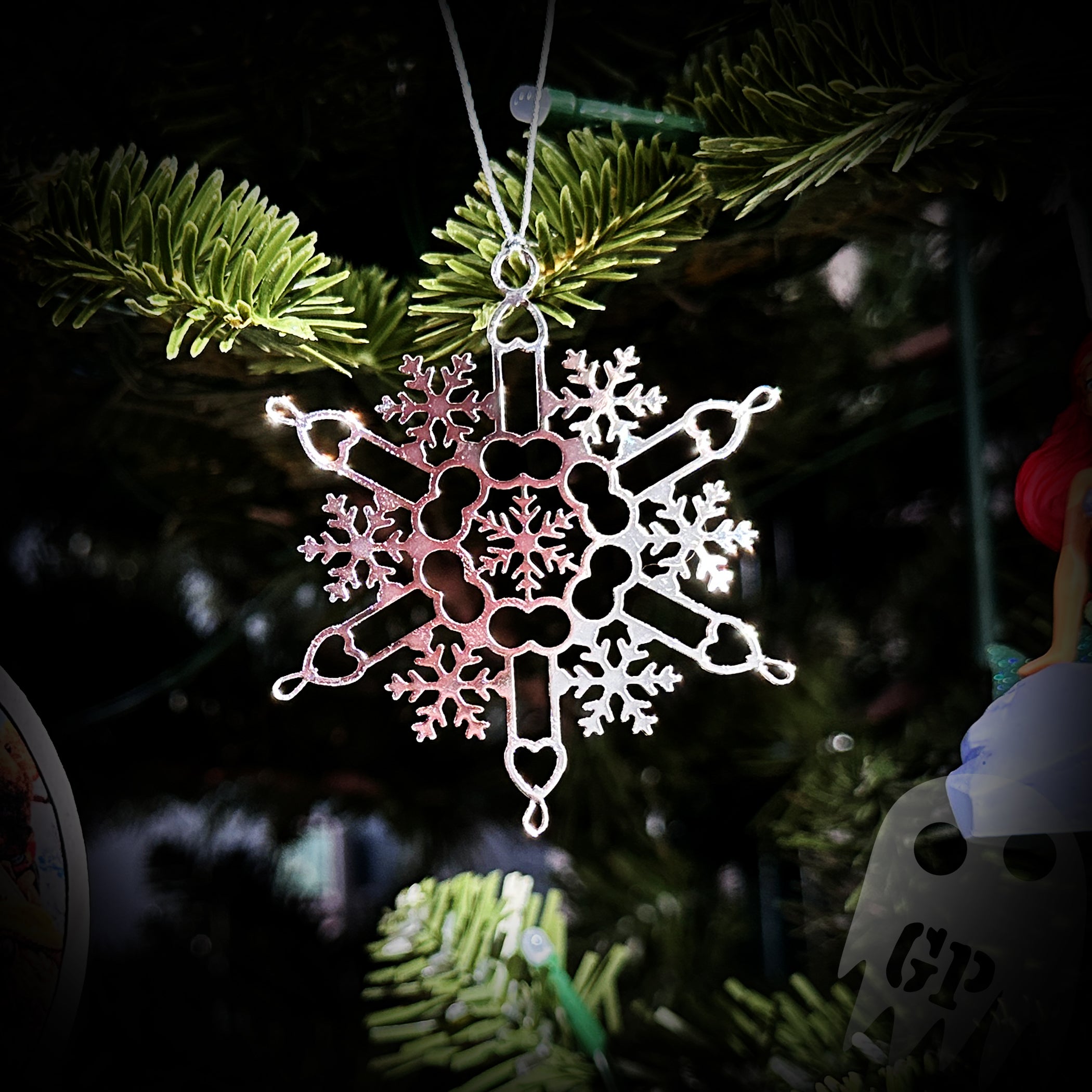 Penis Christmas Snowflake Ornament - Metal