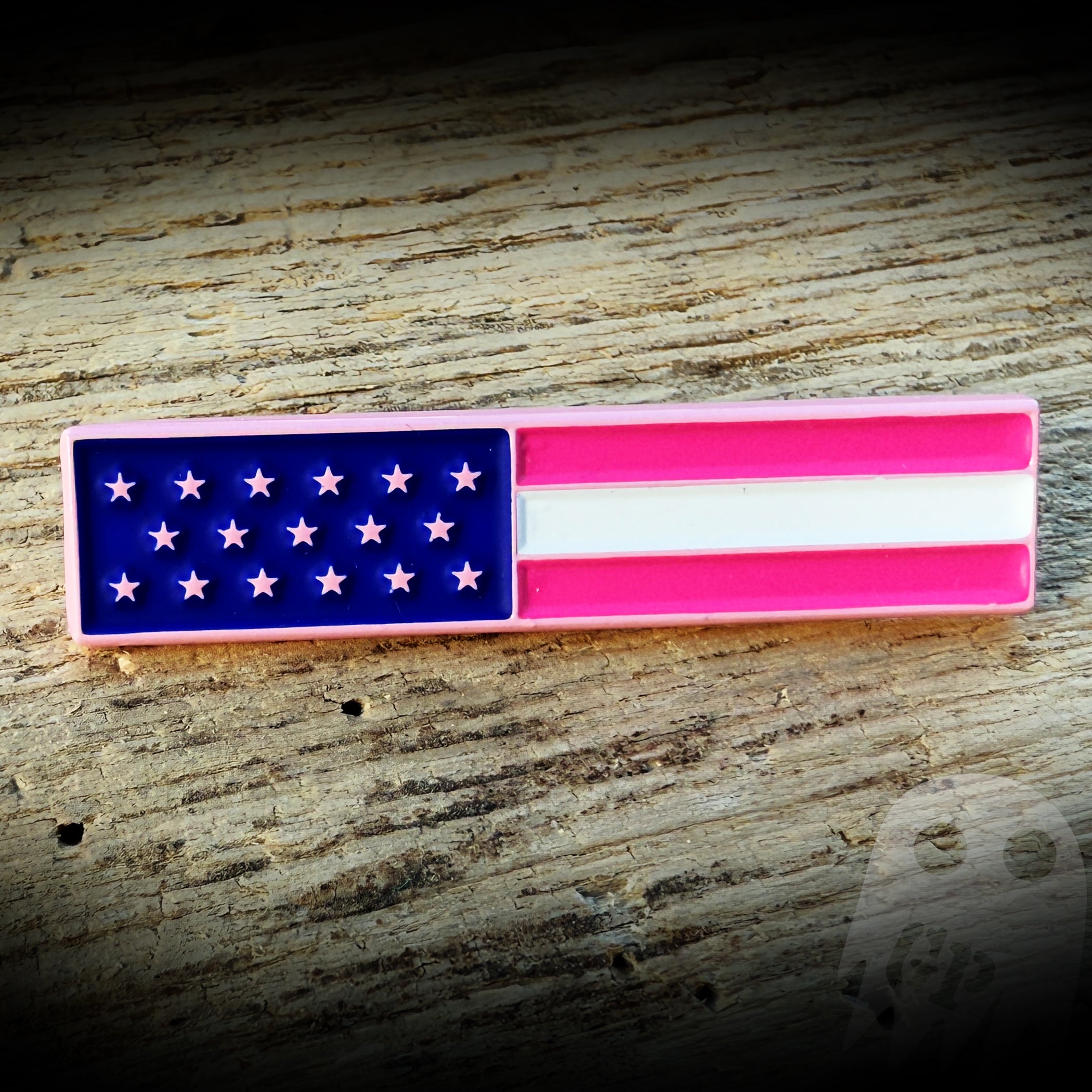 Pink Breast Cancer American Flag Insignia Bar Pin