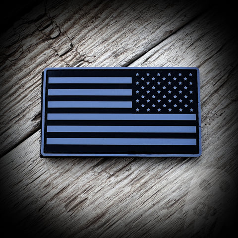 REVERSED GRAY Subdued American Flag PVC - SUBDUED GRAY REVERSED