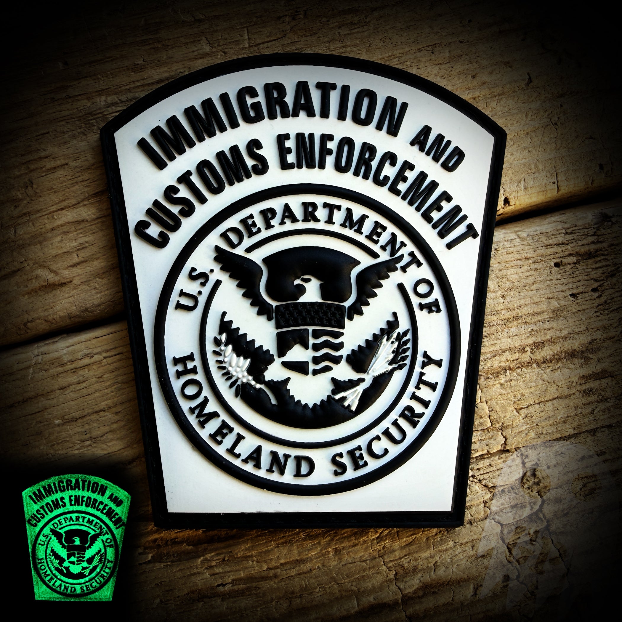 Glow in the Dark - Immigration and Customs Enforcement White Glow in the Dark PVC