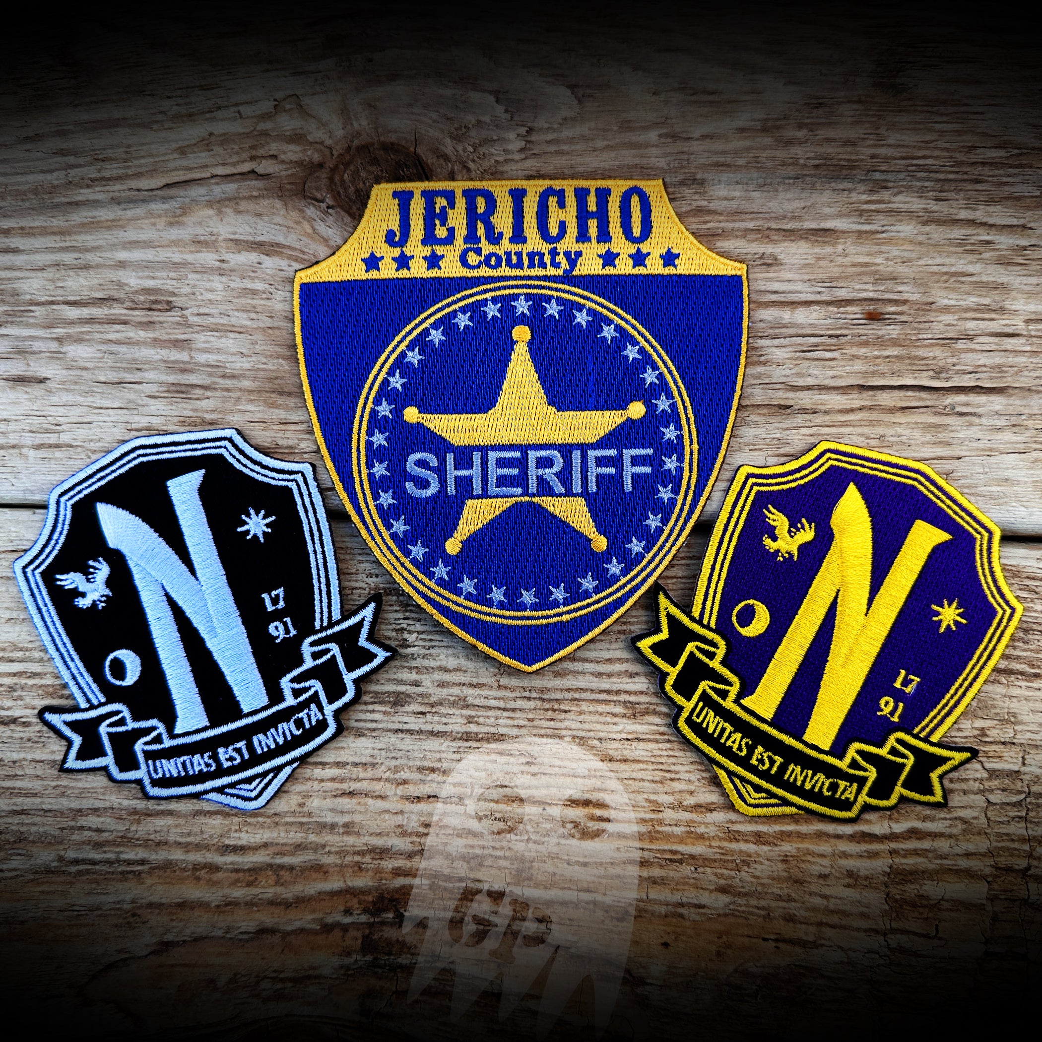#108 - Jericho, VT Sheriff and Nevermore Academy Patches - Wednesday (You get all THREE)
