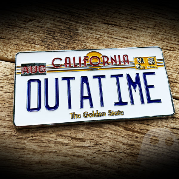 OUTATIME - Back to the Future Auto Badge License Plate