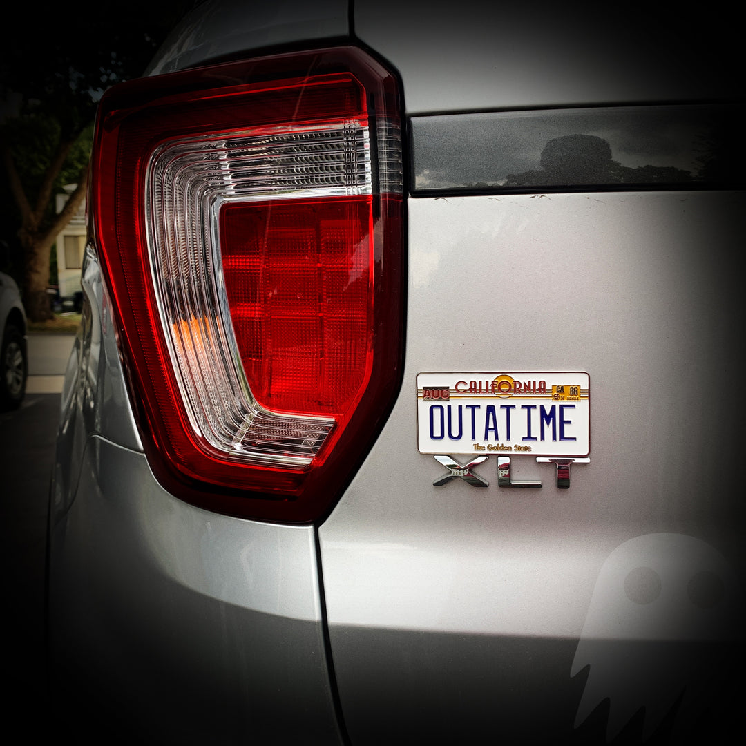 OUTATIME - Back to the Future Auto Badge License Plate – GHOST PATCH