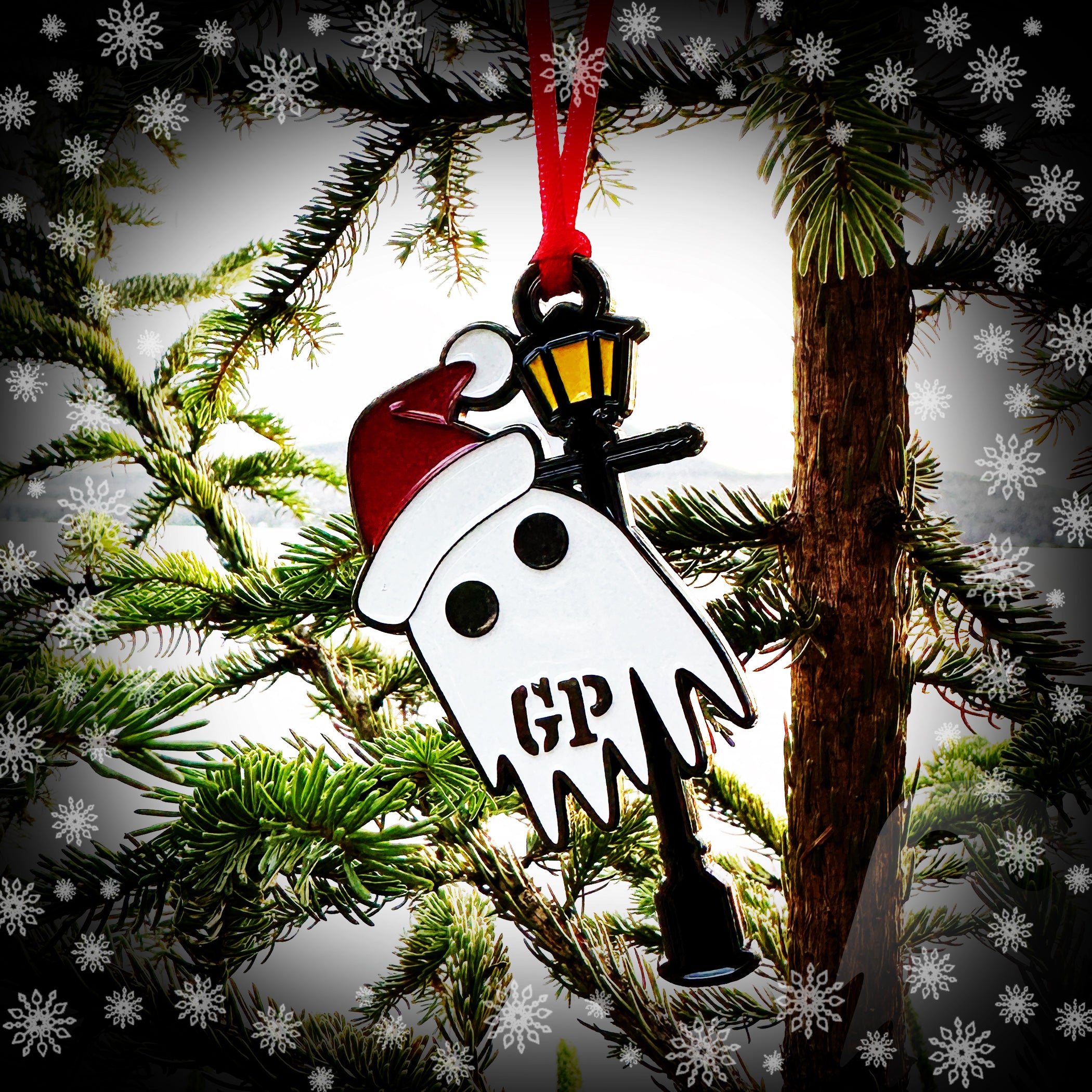 Boomer Ghost On A Post Christmas Ornament