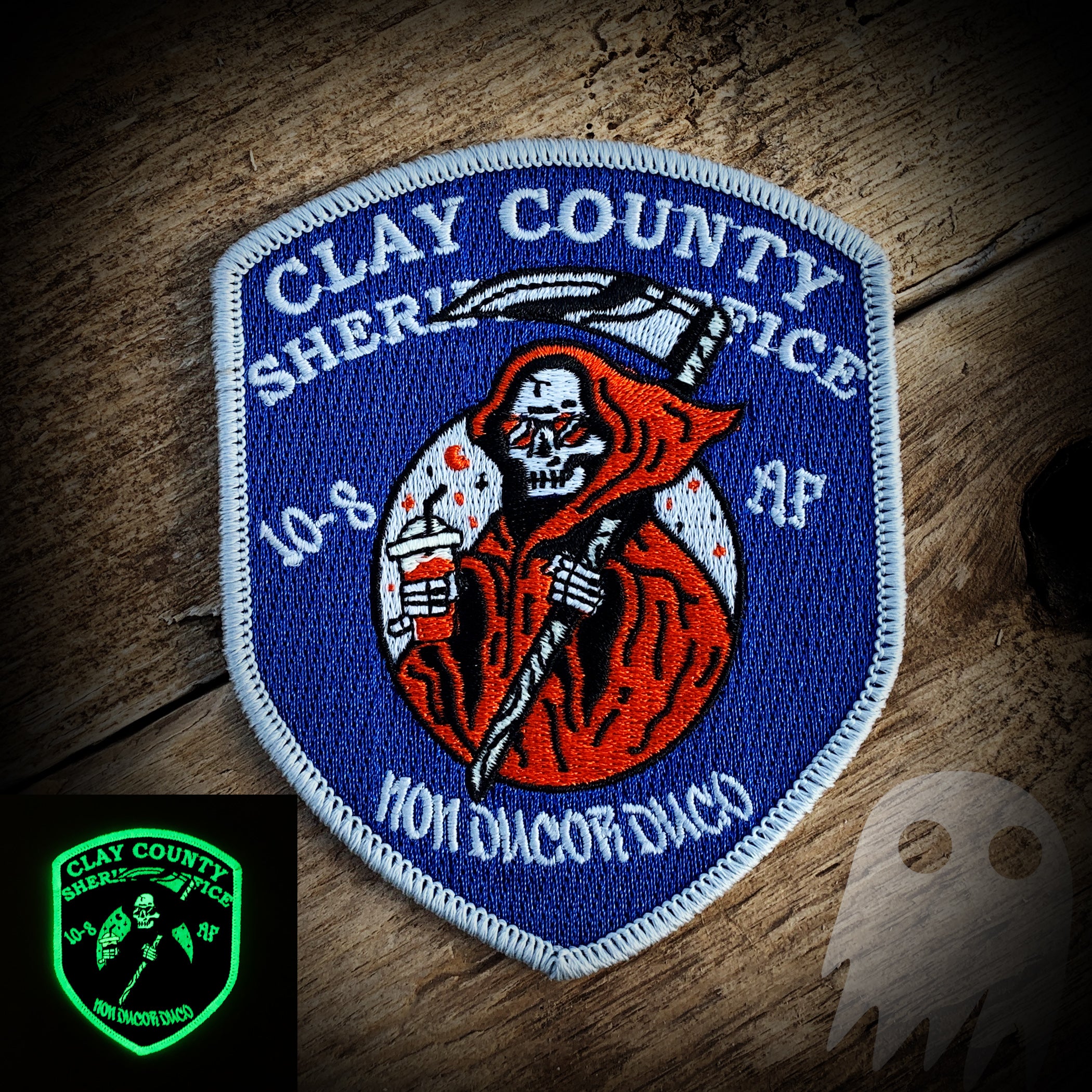 Authentic - Clay County FL Sheriff's Office 10-8 shift patch GLOW IN THE DARK