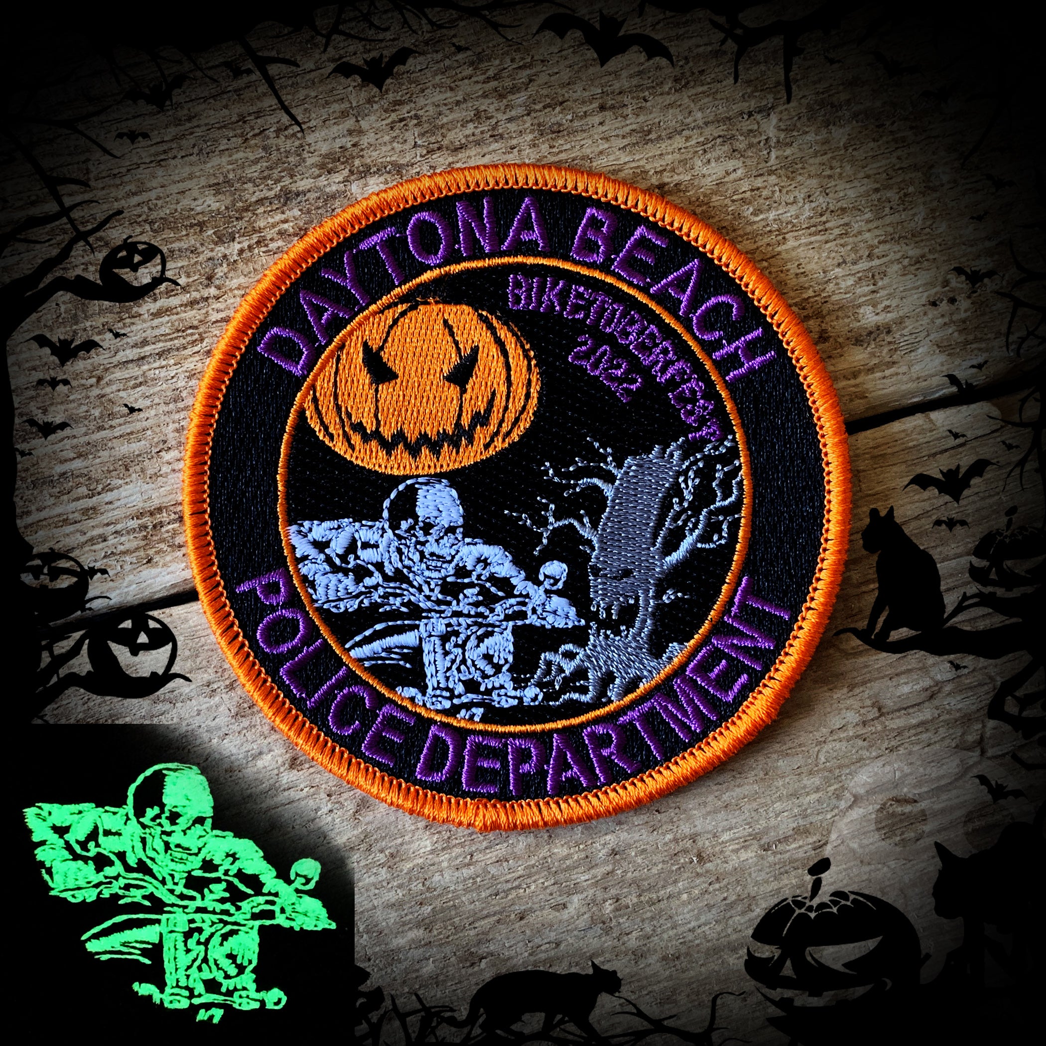 Daytona Beach Police 2022 Halloween Biketoberfest Patch - Glows in the dark and limited!