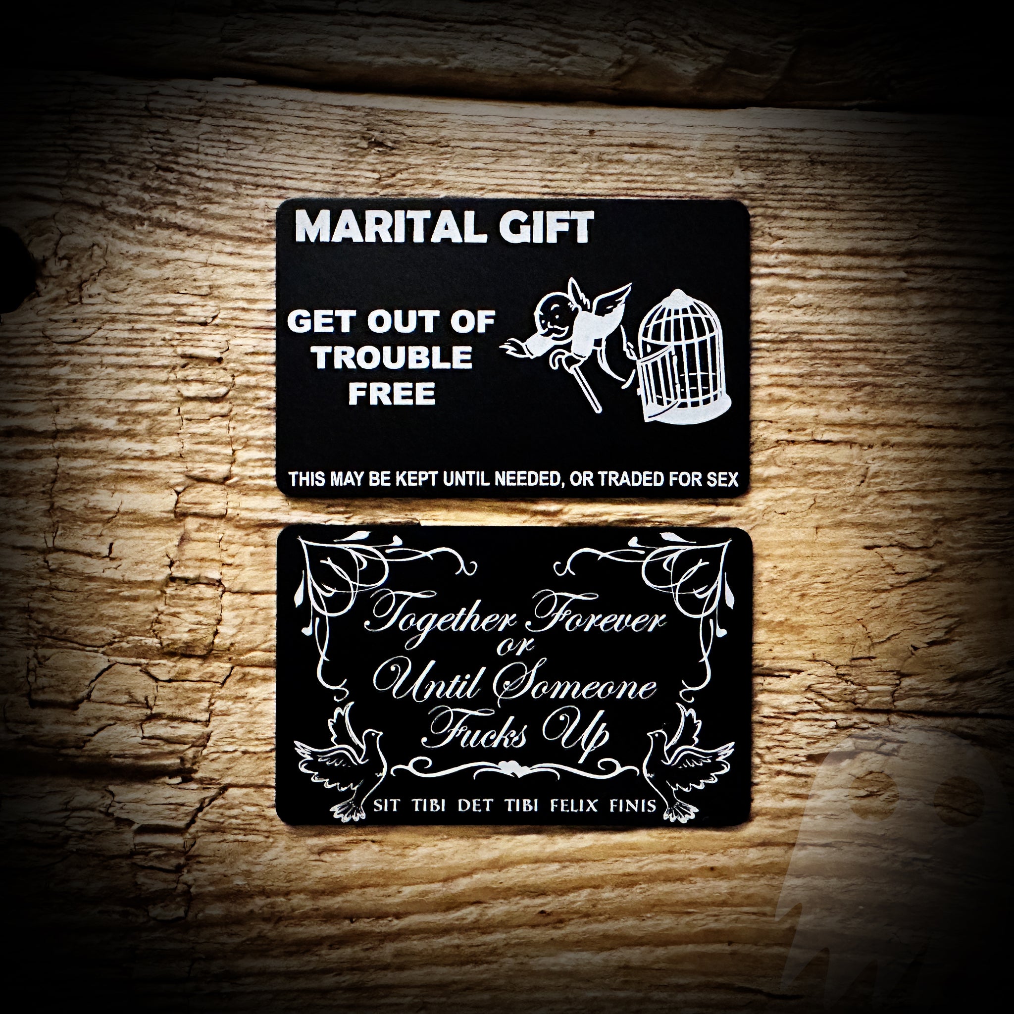 Marital Get Out of Trouble Aluminum Card picture pic