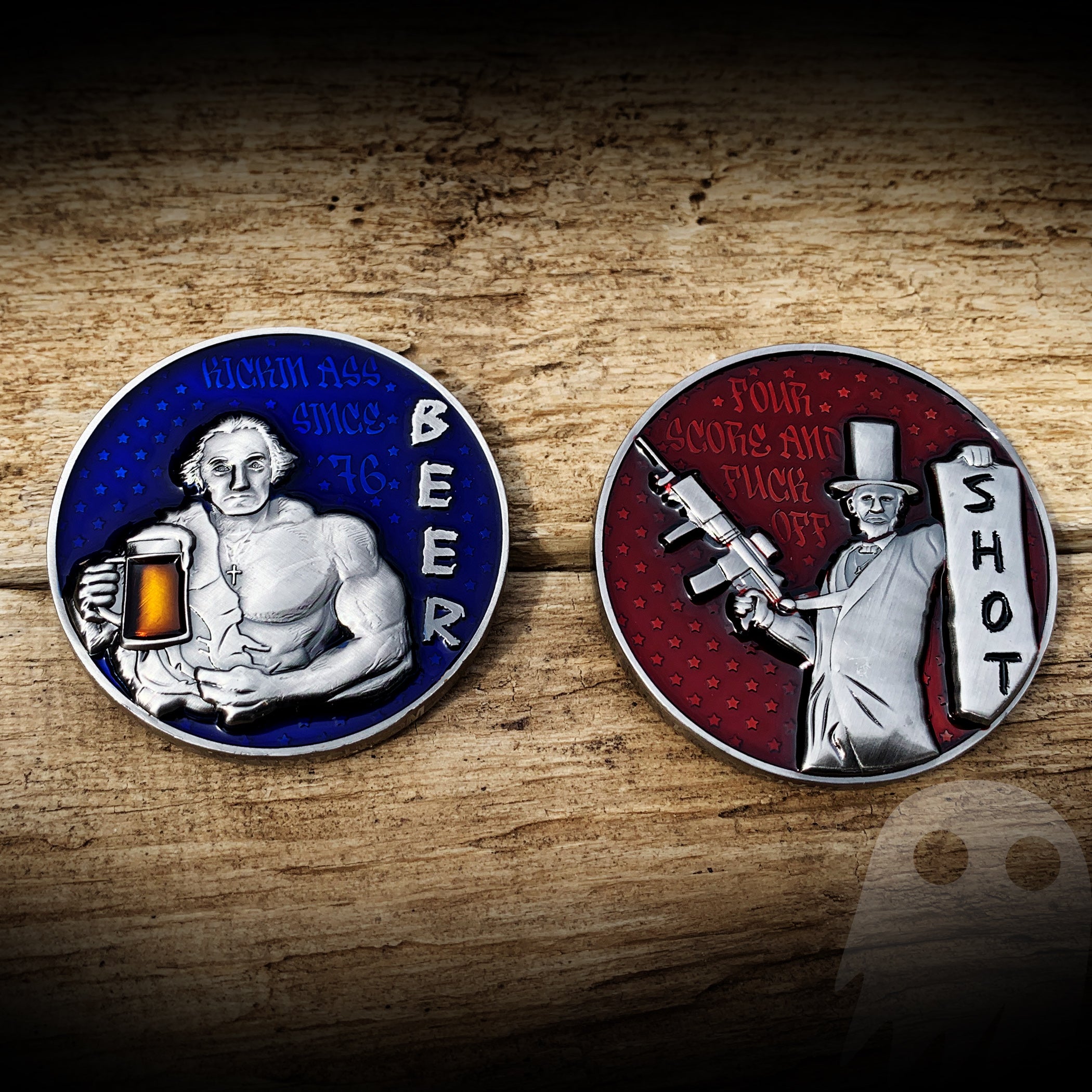 Patriotic Drink Coin - Abe Drinkin' and George Washinguns