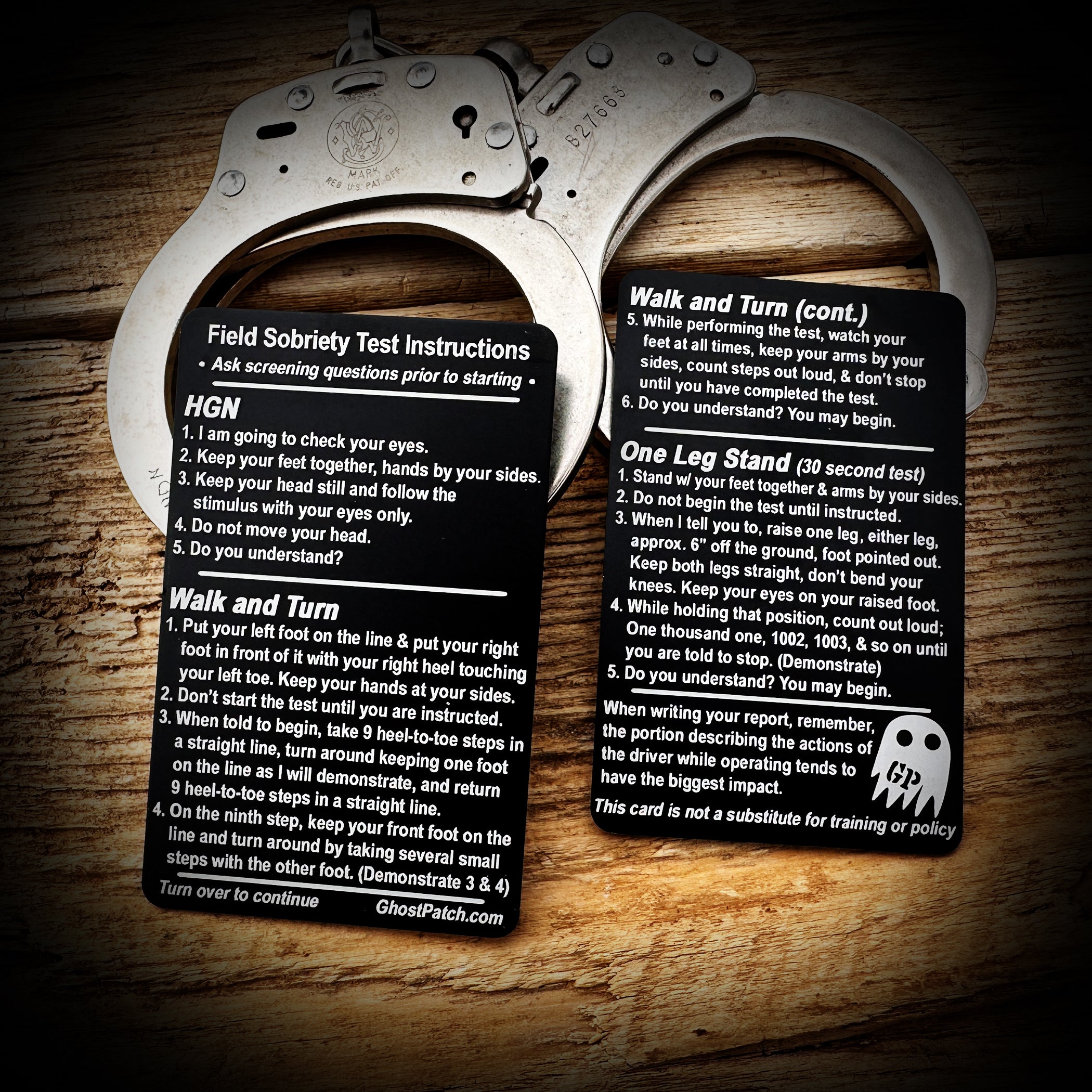 Aluminum Standardized Field Sobriety Test Instruction Patrol Card