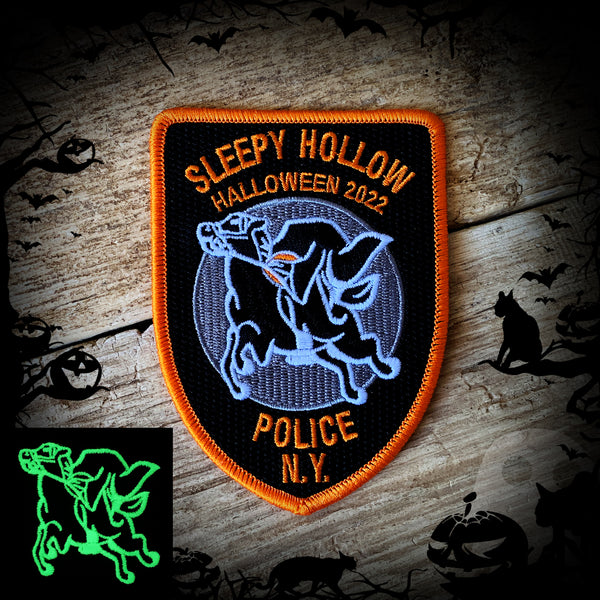 Sleepy Hollow, NY Police Department 2022 Halloween Patch - LIMITED AUTHENTIC -Glows in the dark! POLICE POLICE POLICE